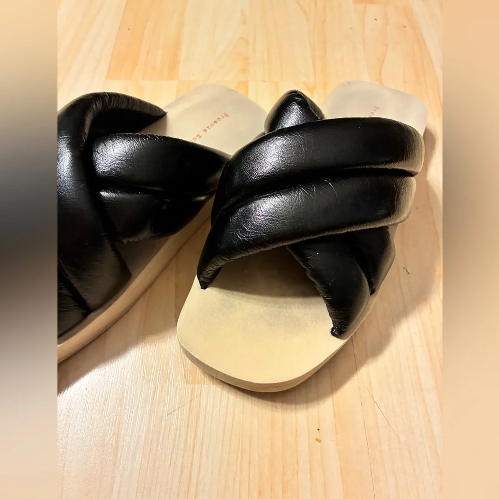 Proenza Schouler Black Padded Float Crossover Slide Sandals